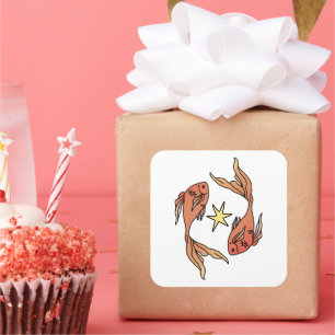 Sticker Carré Poissons Zodiac