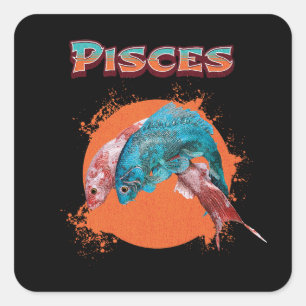 Sticker Carré Poissons Zodiaque Horoscope Signe d'Eau Astrologie