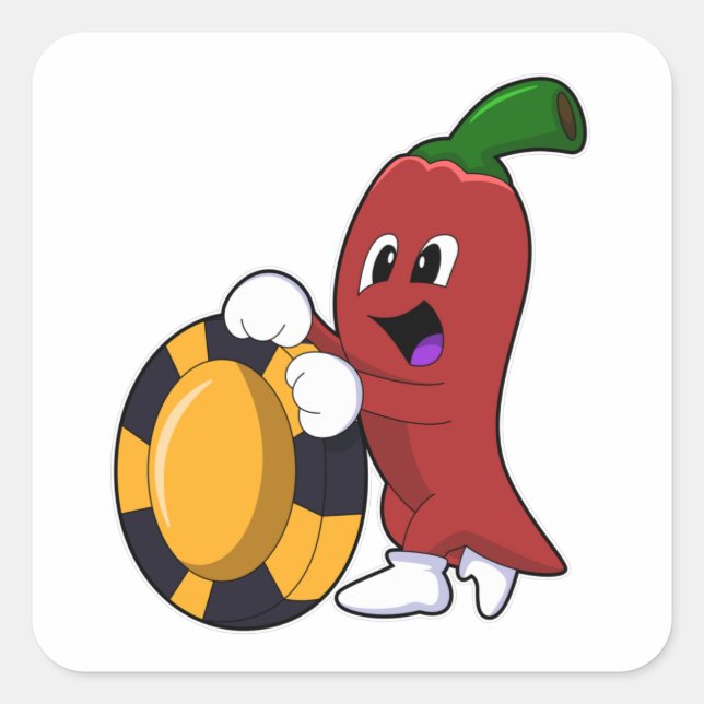 Sticker Carré Poivre au Poker avec des jetons de Poker (Devant)