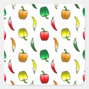 Sticker Carré Poivrons et poivrons doux longs