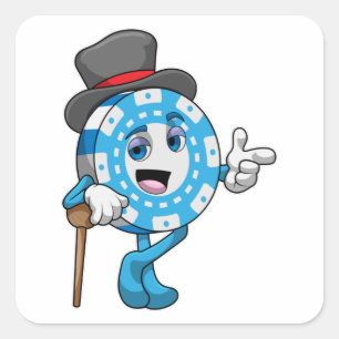 Sticker Carré Poker avec jetons Poker