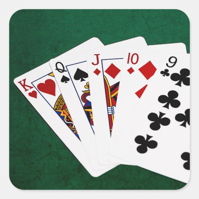 Sticker Carré Poker Hands - Droit - Roi À Neuf (Devant)