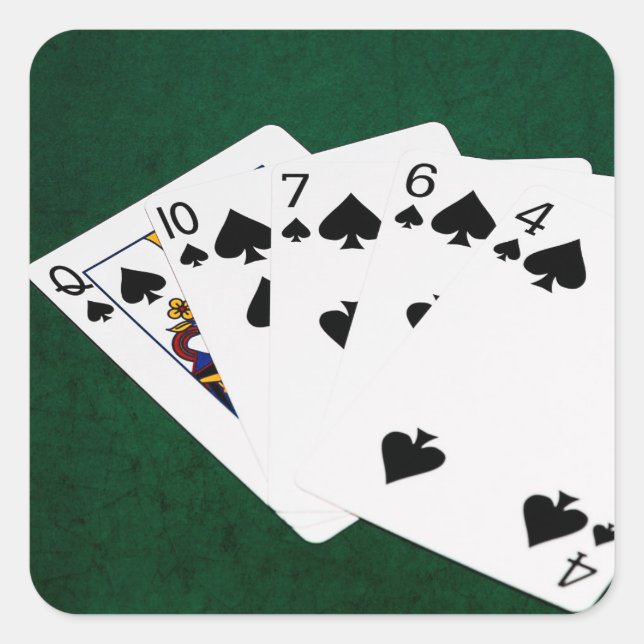 Sticker Carré Poker Hands - Flush - Spades Suit (Devant)