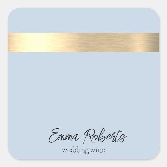 Sticker Carré Polar Sky Blue Gold Foil Rustique Faux (Devant)
