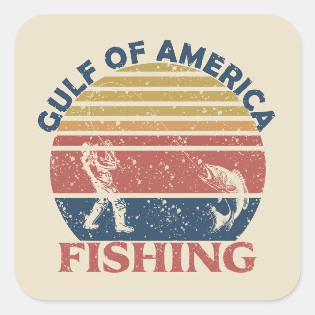 Sticker Carré Pôle de pêche du golfe d'Amérique patriotique amér (Devant)
