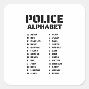 Sticker Carré Police de l'alphabet phonétique