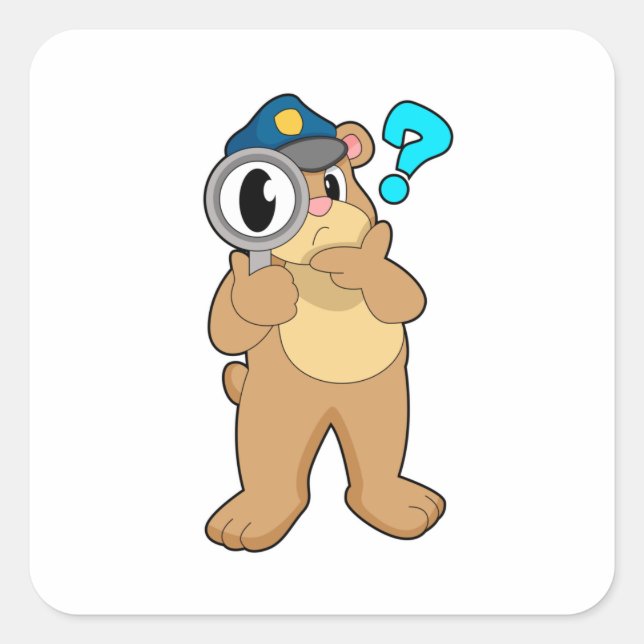 Sticker Carré Police de l'ours Verre de nivellement (Devant)