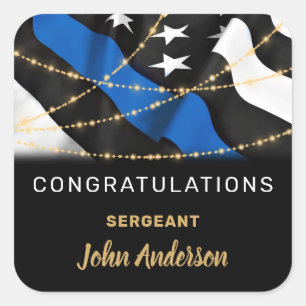 Sticker Carré Police Officier Parti Félicitations Retraite