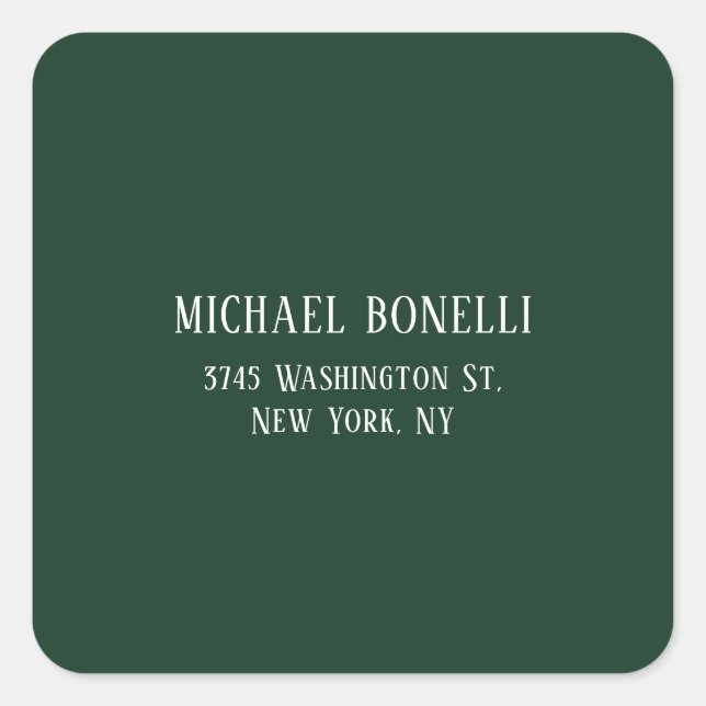 Sticker Carré Police Serif Élégant Vert Foncé Classique Minimali (Devant)