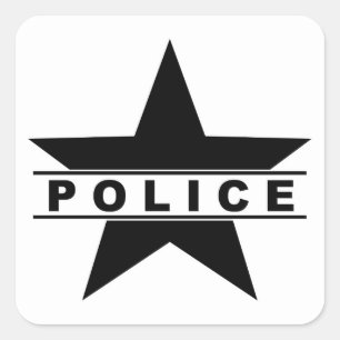 Sticker Carré police star text département badge loi symbole