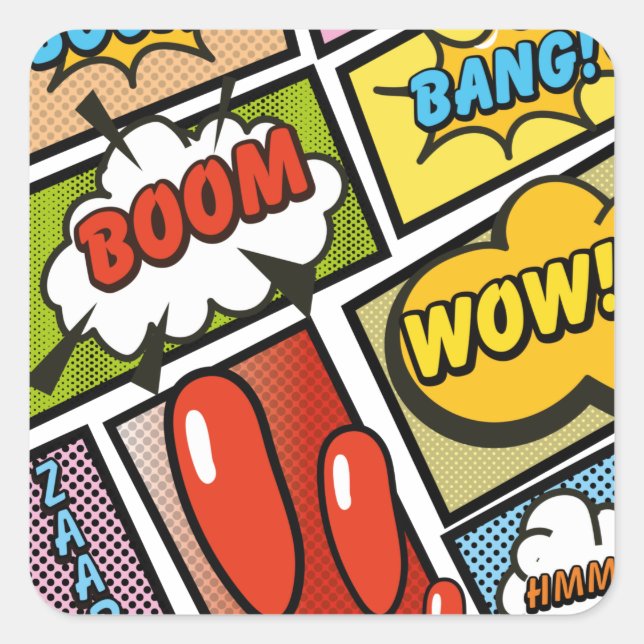 Sticker Carré Polices de bande dessinée ! (Devant)