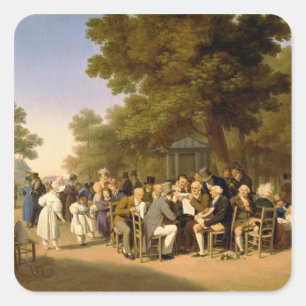 Sticker Carré Politiciens dans les jardins de Tuileries, 1832