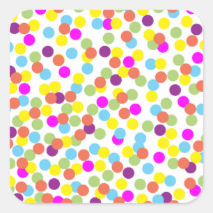 Sticker Carré Polka-Dots colorés sur blanc