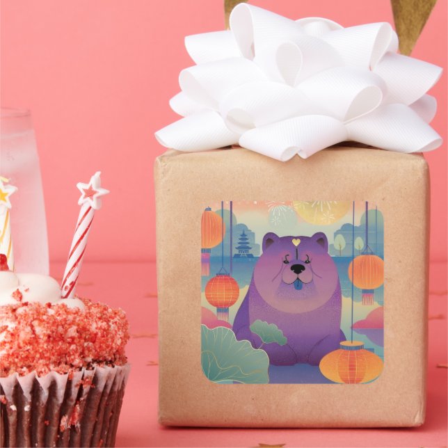 Sticker Carré POLLY PLUM Chow chien (Fête)