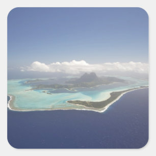 Sticker Carré Polynésie française, Tahiti, Bora Bora. La