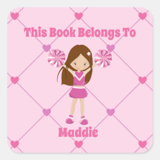 Sticker Carré Pom-pom girl Girl Cute Custom Ce Livre Appartient 