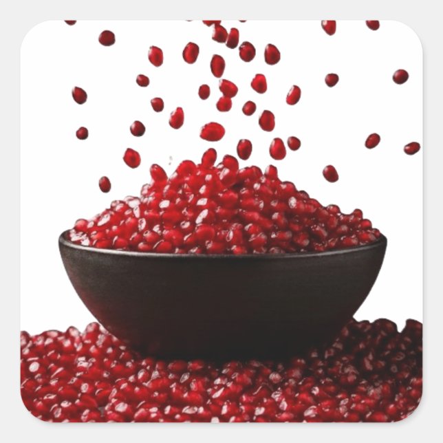 Sticker Carré Pomegranate Illustration – Elegant Fruit Design (Devant)