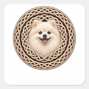 Sticker Carré Pomeranian Nœud Celtique