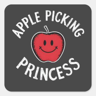 Sticker Carré Pomme cueillir Princesse Pomme Fruit Day Automne