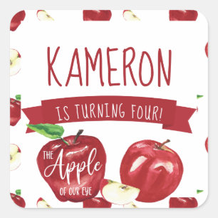 Sticker Carré Pomme de nos yeux, fête d'anniversaire n'importe q