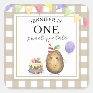 Sticker Carré Pomme de terre aquarelle 1er anniversaire
