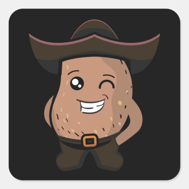 Sticker Carré Pomme de terre cool (Devant)