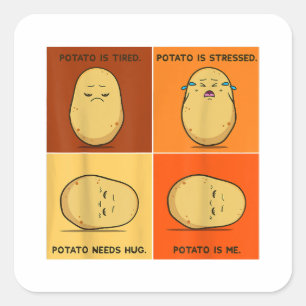 Sticker Carré Pomme de terre Spud Racine Légumes Tater Vegan Lov