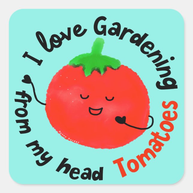 Sticker Carré Pomme de Tomate Positive - De Ma Tête Tomates (Devant)