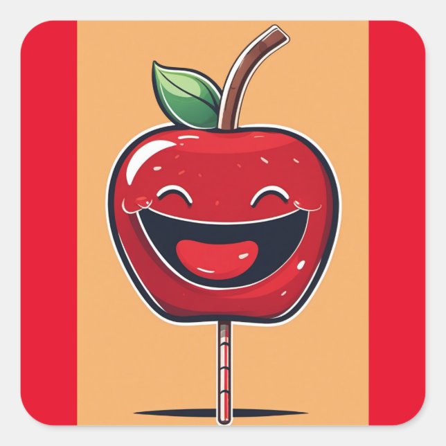 Sticker Carré Pomme humoristique (Devant)