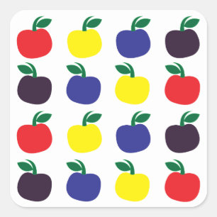 Sticker Carré Pommes Fruits Colorées