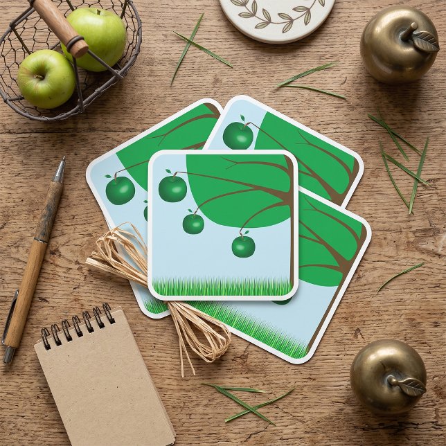 Sticker Carré Pommier Vert (Créateur téléchargé)