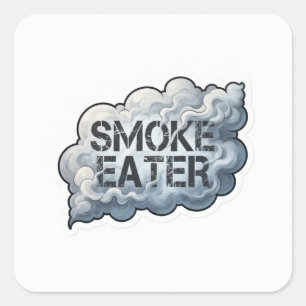 Sticker Carré Pompier qui mange la fumée