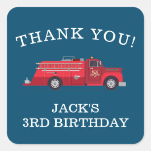 Sticker Carré Pompier Vintage de camion-pompier