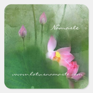 Sticker Carré POND LOTUS l Peinture à pinceau chinoise