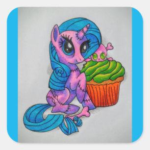 Sticker Carré Poney de zombi