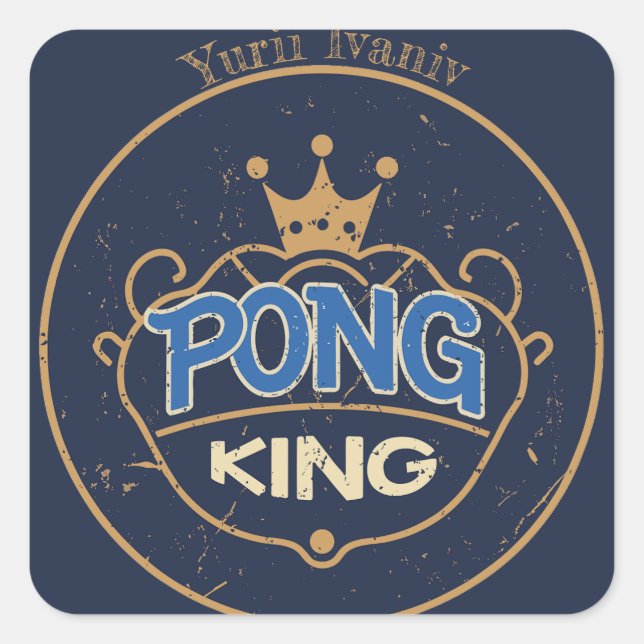 Sticker Carré Pong King bleu (Devant)
