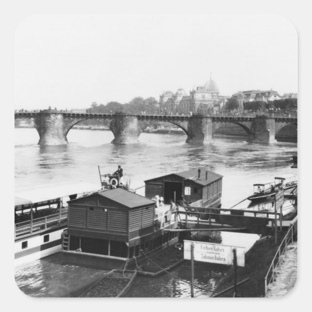 Sticker Carré Pont Augustus, Dresde, vers 1910 (Devant)