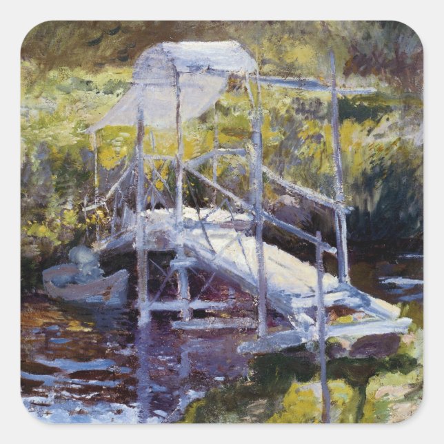 Sticker Carré Pont blanc par John Twachtman (Devant)