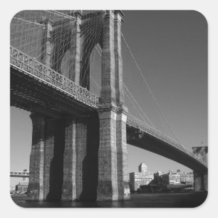 Sticker Carré Pont Brooklyn noir et blanc