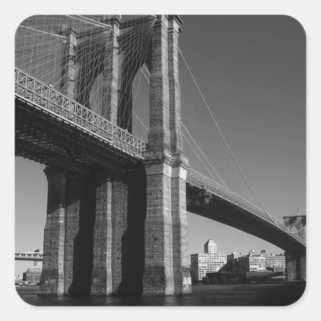 Sticker Carré Pont Brooklyn noir et blanc (Devant)