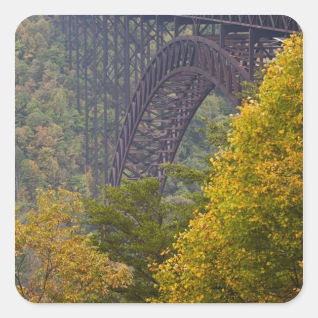 Sticker Carré Pont de New River Gorge, New River Gorge (Devant)