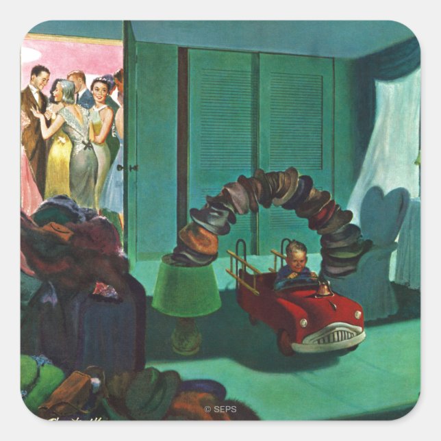 Sticker Carré Pont en casquette (Devant)