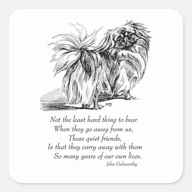 Sticker Carré Pont Pekingese Chien Rainbow (Devant)