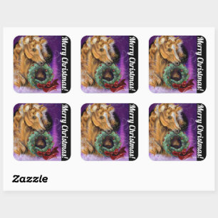 Sticker Carré Pony avec la couronne de Noël