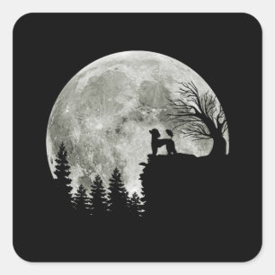 Sticker Carré Poodle On Mountain Halloween Gift For Poodle Lover