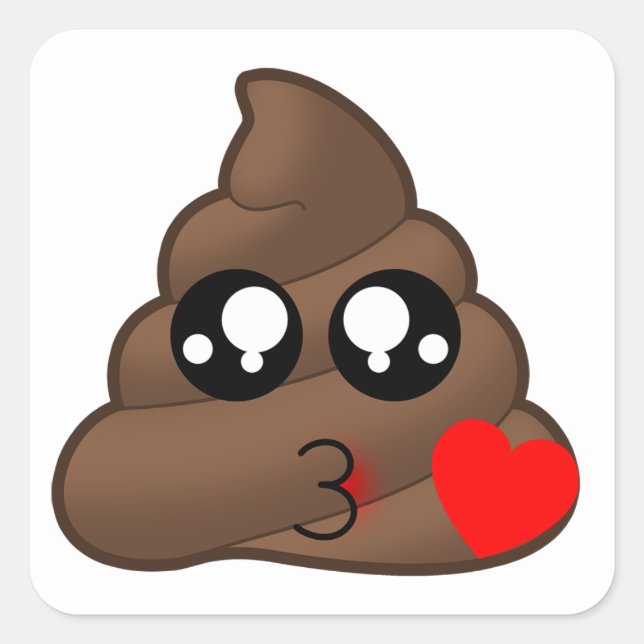 Sticker Carré Poop Heart Love Emoji (Devant)