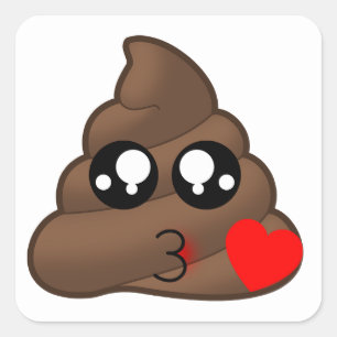 Sticker Carré Poop Heart Love Emoji