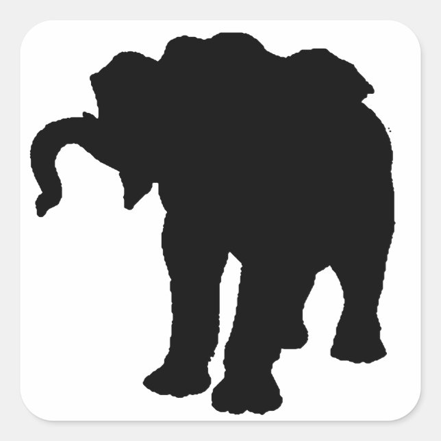 Sticker Carré Pop Art Baby Elephant Silhouette (Devant)