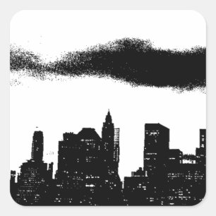 Sticker Carré Pop Art Black White New York City