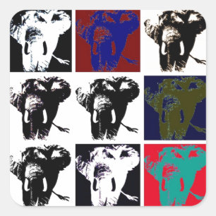 Sticker Carré Pop Art Elephants